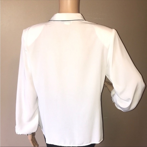 Vintage 80s double breasted nautical feel blouse L - Picture 2 of 7